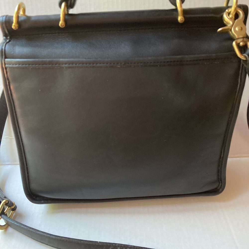 Coach Willis 9927 Black Leather Satchel top handle with Gold Accents - Picture 5 of 15